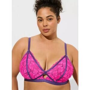 Torrid Womens Pink & Purple Neon Nights Keyhole Halter Bralette Plus Size 4X